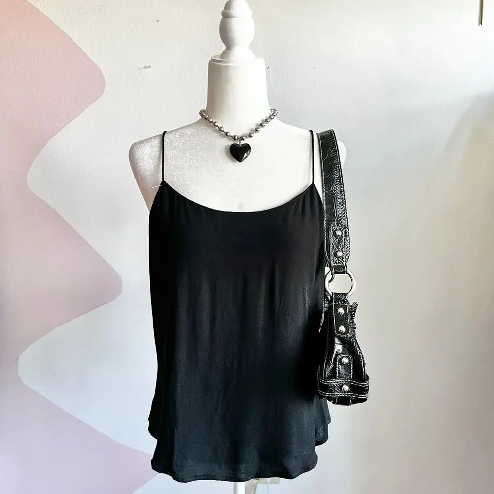 Reformation Black Cami Top Spaghetti Strap Minimalist‎ Date Night Large